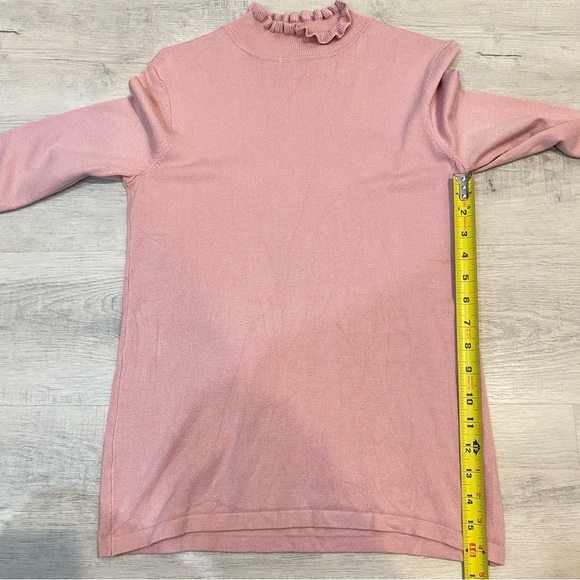 Laura Petites Coquette Girl Feline Turtleneck in Pink with Pearl Accents - Picture 13 of 17